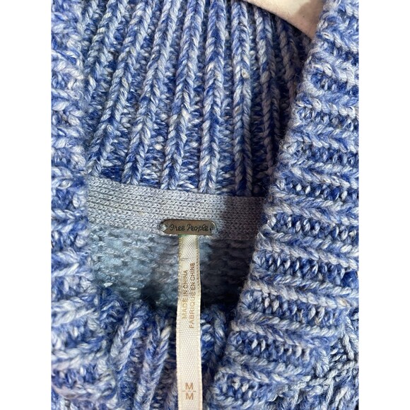Free People Sweater Dress M Making Waves Blue Striped Eyelash-knit Granola Girl - Picture 6 of 13